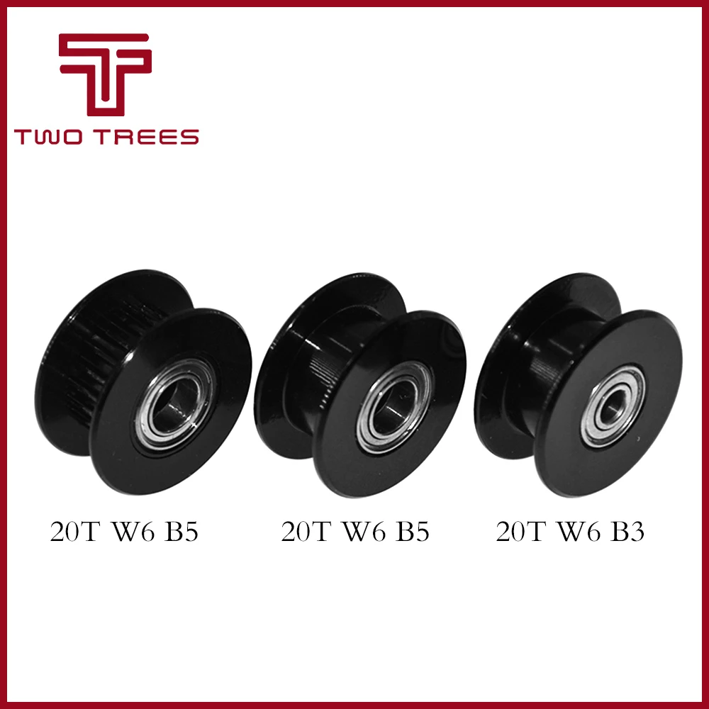 1PC Black GT2 Idler Pulley gear For 3D Printer Parts Aluminum 20 Teeth 16 Teeth 2GT Timing Pulley Bore 3mm 5mm Width Wheel 1 (6)