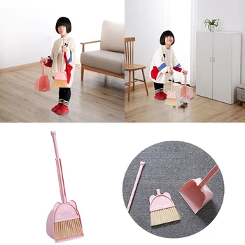 

Broom Dustpan Set Pretend Play Props Dust Remove Handheld Sweep Mini Cleaning Tool Plastic Bear Pattern Housework Kids Children