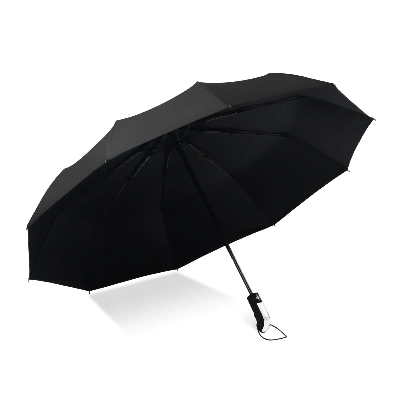 Black with coating Большой зонт, ветрозащитный, автоматический, три складывания, 10 ребер, женские, мужские зонтики для солнца и дождя, деловой, женский, мужской, УФ зонтик - Цвет: Black with coating