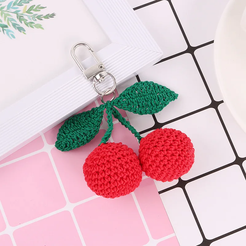 Handmade Crochet Cherry Keychain