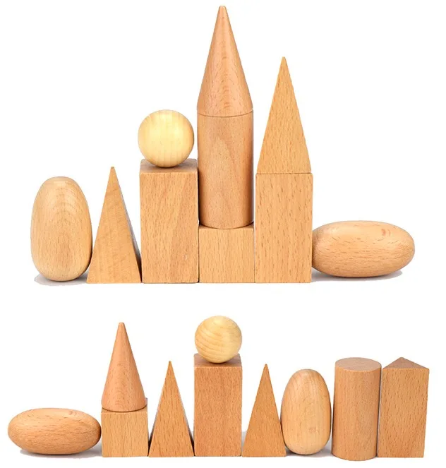 Wooden Block Geometry Shape Cognitive Toys 3D Wood Bricks Montessori Learning Educational Game Stacking Blocks Math Toy for Kids - 4