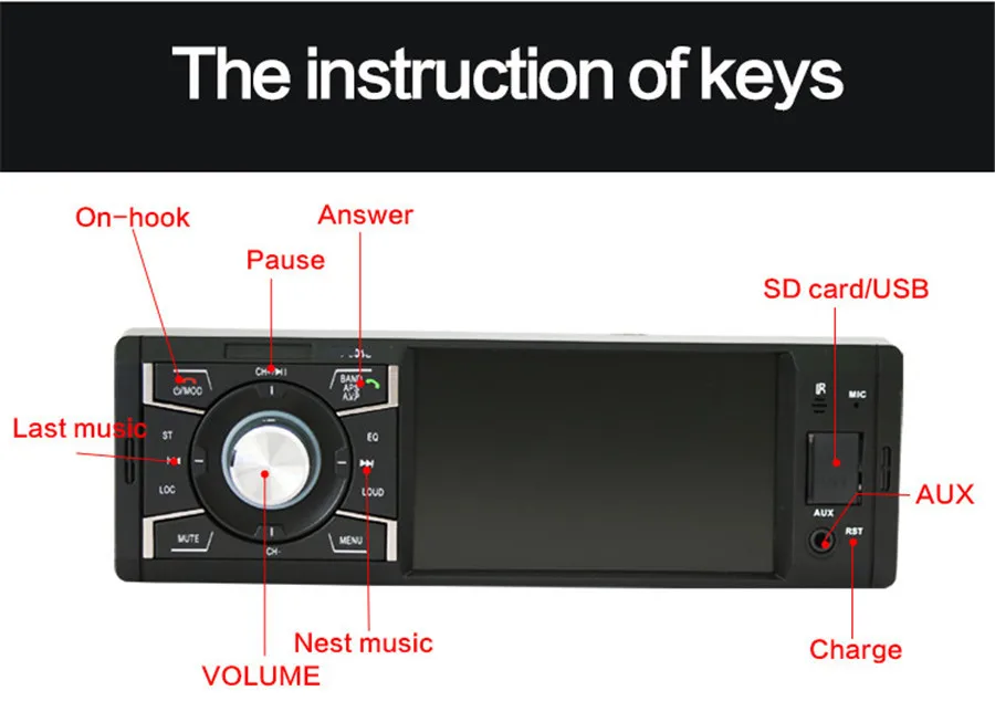 4," 1Din Bluetooth автомобильное радио MP5 плеер FM USB/SD/AUX in/дистанционное управление Стерео