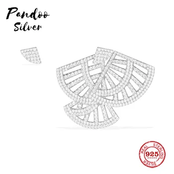 

Pandoo Fashion Charm Sterling Silver Original 1:1 Copy,Asymmetric Flamenco Fan inspired pattern Earrings Jewelry Gift For Female