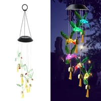 Outdoor Hanging Home Garden Romantic Hanging Pendant Wind Chimes Lights Led Solar Hummingbird Wind Chimes Color Changing Light 2