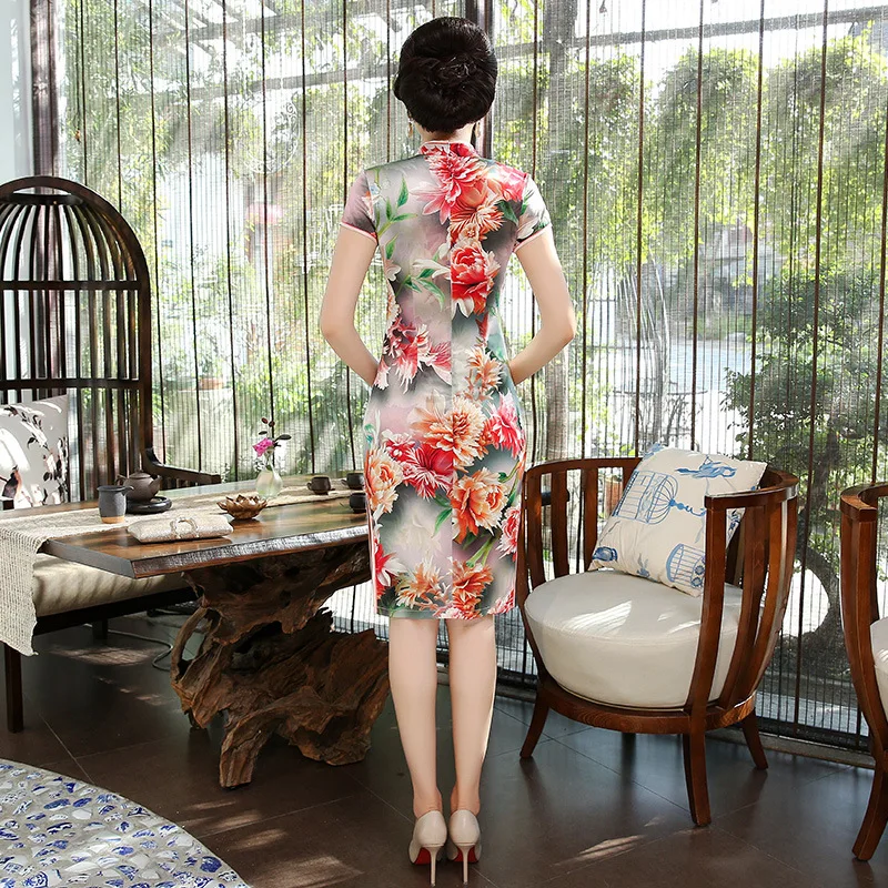 Сексуальное женское платье из натурального шелка Cheongsam винтажное негабаритное 3XL тонкое свадебное платье невесты с цветочным принтом платье Ципао в китайском стиле Vestidos