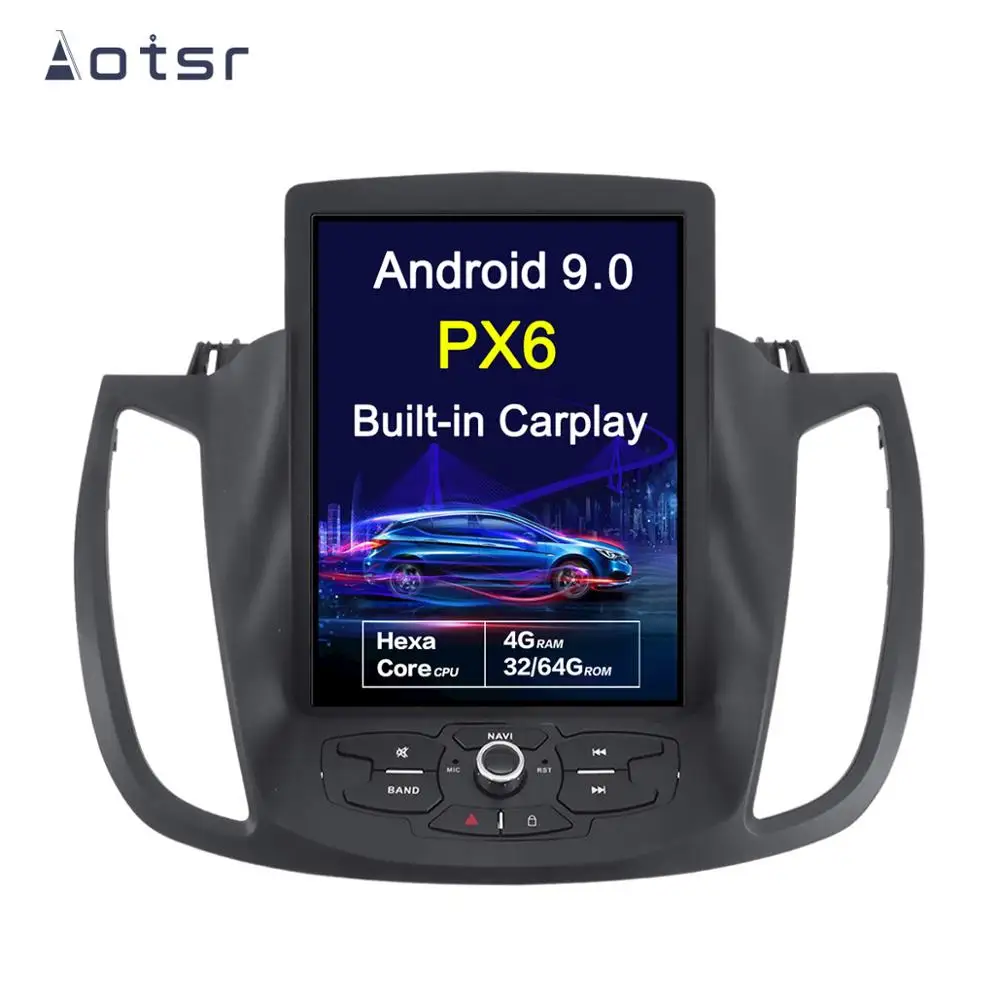 Tesla стиль Android 9,0 10″4 4G+ 64GB Автомобильный gps-навигатор для Ford KUGA 2013- головное устройство магнитофон мультимедийный плеер радио