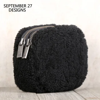 

Women Double Zipper Coin Purses First Layer Leather Sheepskin Casual Coin Pouch Ladies Credit Card Wallets Small Coin Pocket Bag