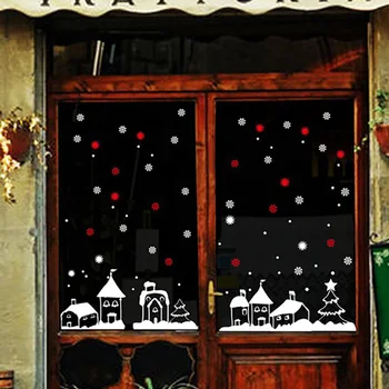 

Beautify Party Decoration Merry Christmas Removable Waterproof PVC Material Mall Glass Window DIY Wall Stickers Easy Operation