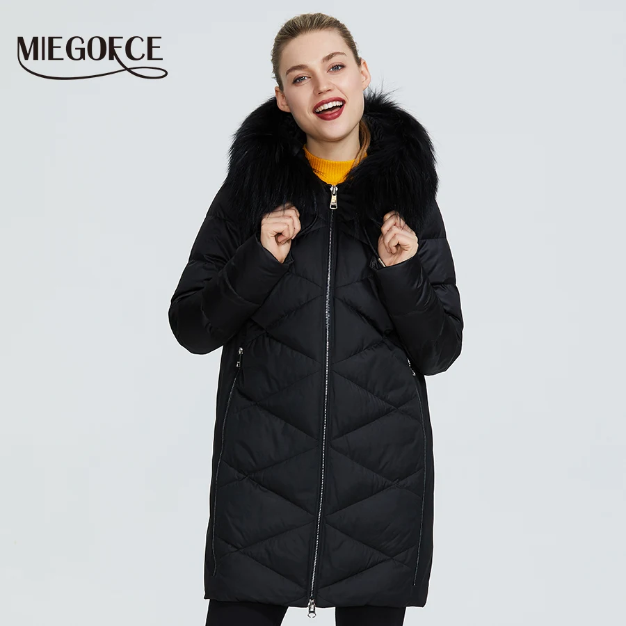 

MIEGOFCE 2019 New Winter Women Collection Jacket Extraordinary Design Coat There hood with fur knee-length warm women Parka