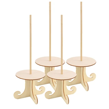 

4Pcs Wooden Donuts Display Wall Holds Candy Sweet Cart Rustic Wedding Birthday Decor Baby Shower Supplies Round Base