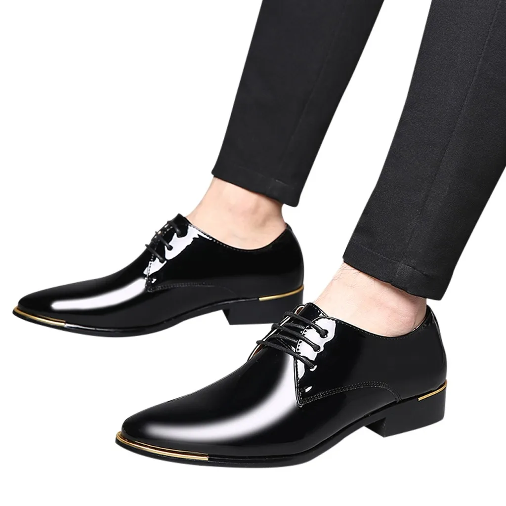 

YOUYEDIAN Leather Men bussiness Suits Shoes leather Slip On Dress Shoes Men Oxford Paint Leather Bright Shoes zapatos#507g30