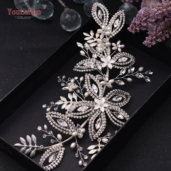 

TOPQUEEN HP305 Crystal Wedding Hair Accessories Bridal Headpieces for Girls Alloy Leaf Flowers Bridal Crown Bridal Tiara