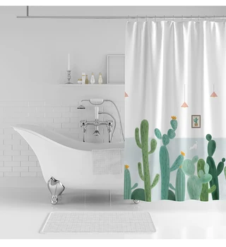 

Tropical Cactus Shower Curtain Polyester Fabric Bath Curtain For The Bathroom Decorations Multi-size Printed Shower Curtains