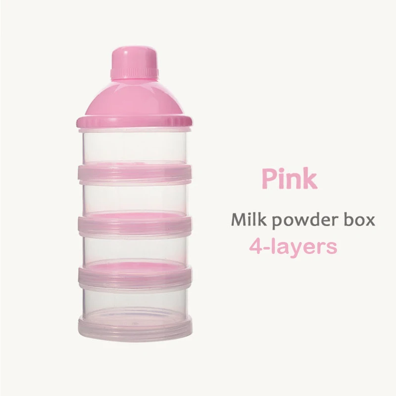 4 Layers Pink Портативный дозатор молочного порошка, контейнер для хранения продуктов, коробки для кормления для малышей, детей, малышей, 4/5 сетка, коробка для хранения детского питания - Цвет: 4 Layers Pink
