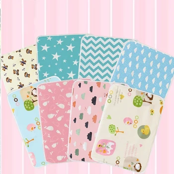 

35*45cm Baby Changing Mat Infant Portable Foldable Waterproof Mattress Toddler Cartoon Cloth Diapers Reusable Cotton Nappy Pads