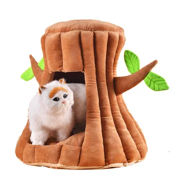 

HEYPET Cat Warm Cave Lovely Tree Design Puppy Winter Bed House Kennel Fleece Soft Nest For Small Medium Dog House for Cats