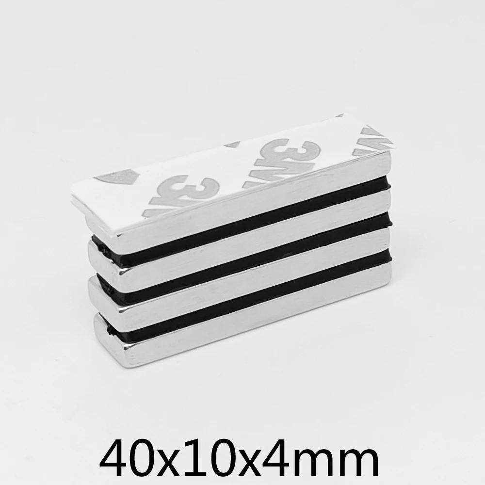 2 5 10 15 20 50PCS 40x10x4mm Block Search Magnet With 3M Tape 40 10 4