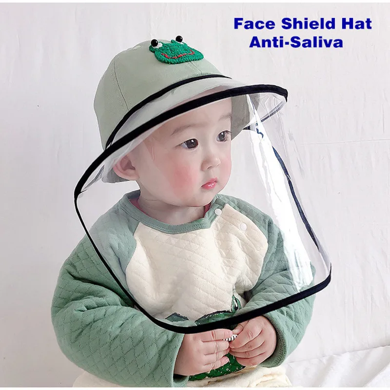 Baby Bucket Hat Protective Full Face Shield Cover Kids Hats Anti Saliva Dustproof Dual-use Sun Cap With Clear Facial Mask | Детская
