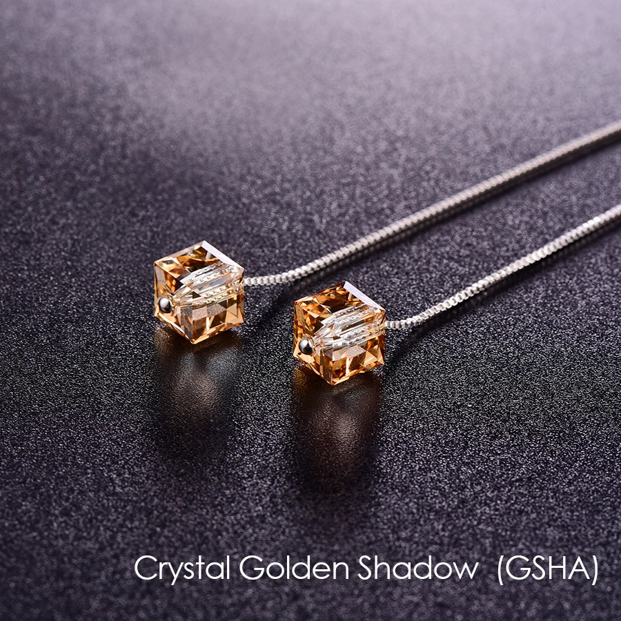 Кристаллы от Swarovski Квадратные бусины Висячие серьги для женщин серебряная цепочка пирсинг модные серьги с подвесками Свадебные ювелирные изделия подарок - Окраска металла: Crystal GSHA