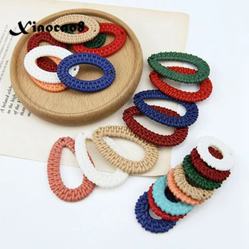 

20PCS lmitation woven rattan resin hollow oval earrings connectors for jewelry making earrings jewelry making supplies findings