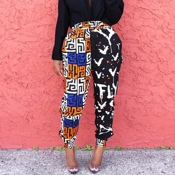 

2020 Spring Summer African Ladies Clothes Dashiki Print Trousers Elastic Waist Fashion High Harem Pant African Dress for Women