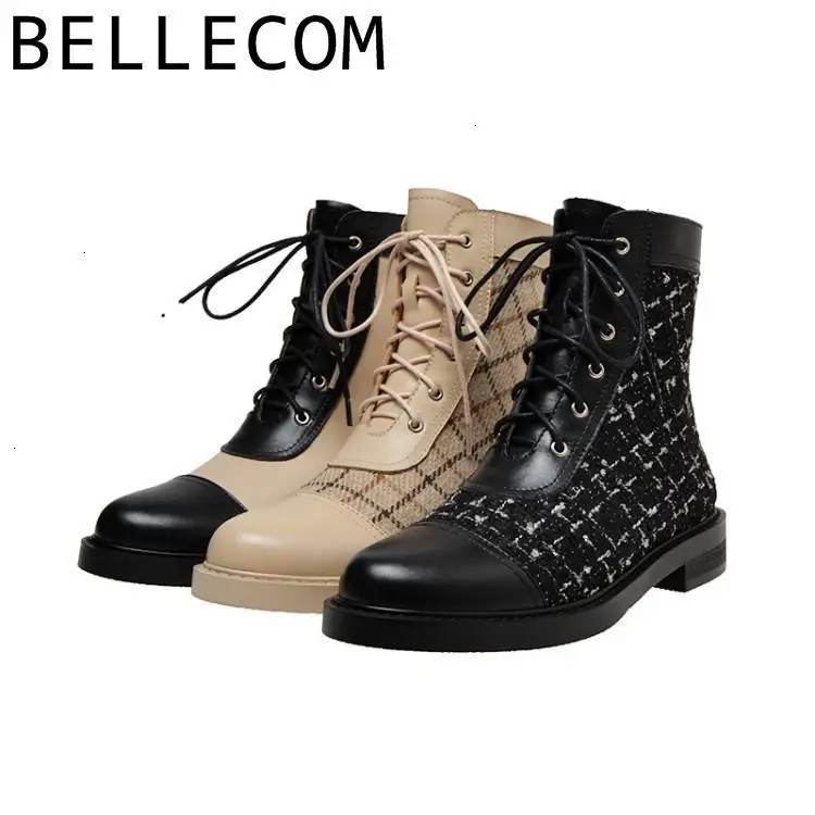 

BELLECOM Winter Leather Belt Button British Wind Shoes Chelsea women black woman Girls Boots sapato feminino zapatos