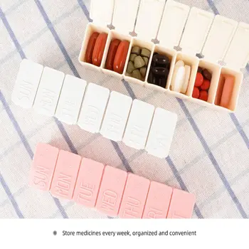 

Pill Box 7 Days Medicine Pill Case Drug Box Mini Pillbox Container Dispenser Independent Lattice Plastic Pills Organizer Case