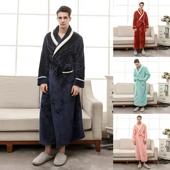 

Unisex Winter Thick Nightgown Hooded Velvet Sleepshirts Nightdress Print Flannel Pajamas Set Elastic Waist Pants Soft Homewear