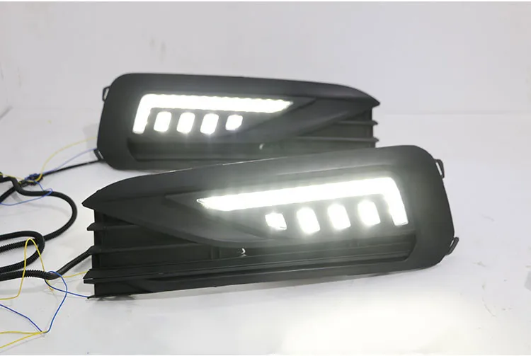 EOsuns led drl Дневной ходовой светильник для Volkswagen Lavida- с динамическим движущимся желтым поворотником и синим ночным светильник