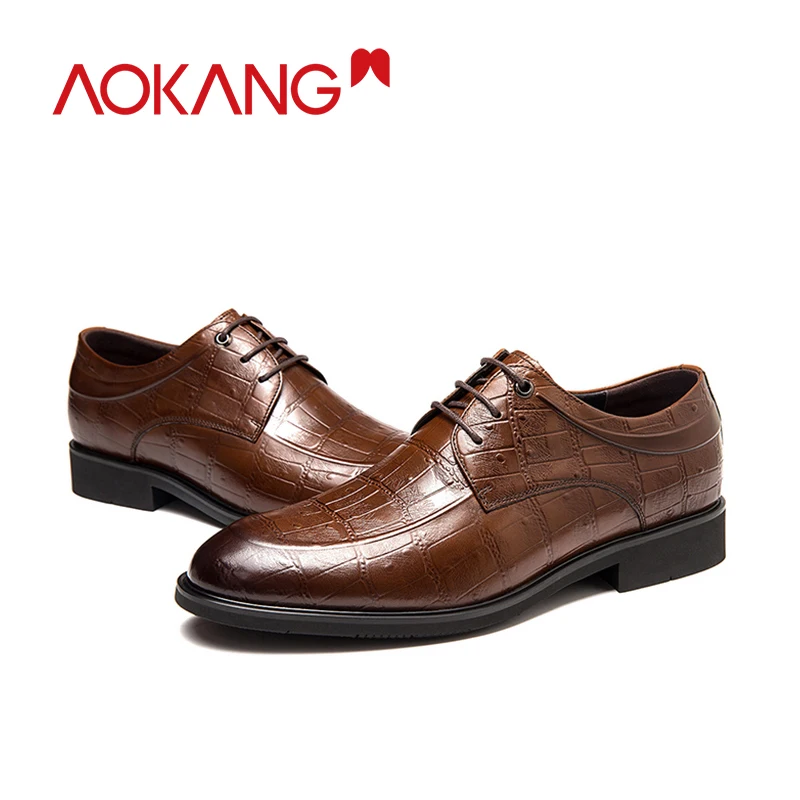 AOKANG/; Мужские модельные туфли; оксфорды из натуральной кожи; модная обувь в стиле ретро; туфли дерби высокого качества; сезон осень; Новое поступление; обувь