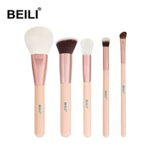 Beili Rose Golden 5 PC Pink Makeup Brush Set Bubuk Kontur Concealer Eye Shadow Makeup Alat Set Kuas(China)