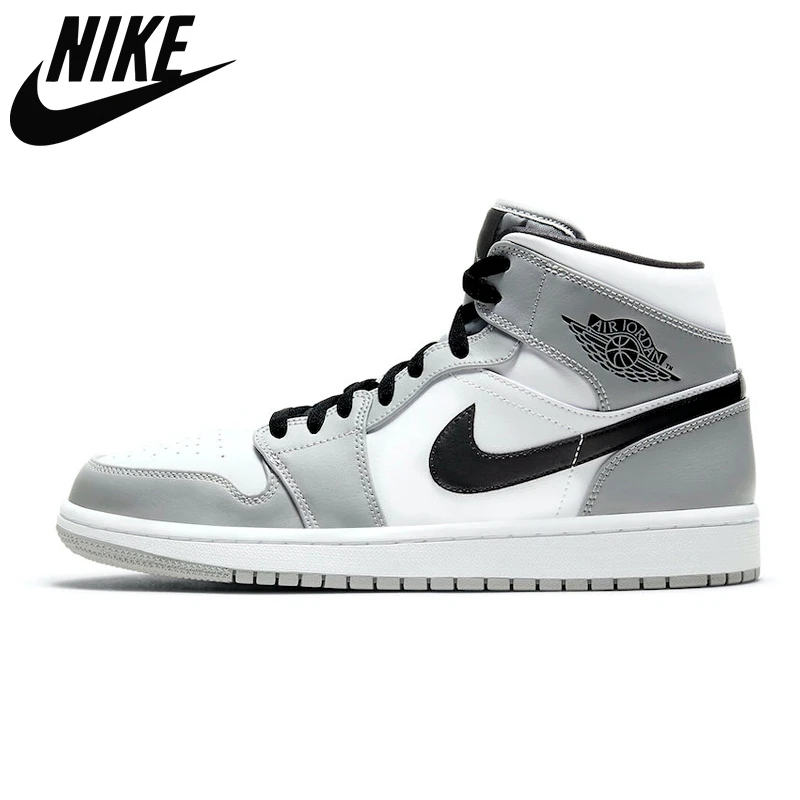 Original Air Jordan 1 Mid Light Smoke Grey Men's and Women's Basketball  Shoes Size 36 44|Basketball Shoes| - AliExpress