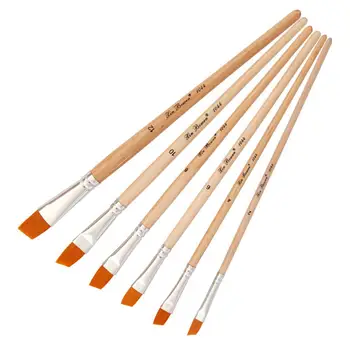 

6Pcs/Set Paint Brushes Set Yellow Paintbrushes Nylon Hair Artist Watercolor Painting