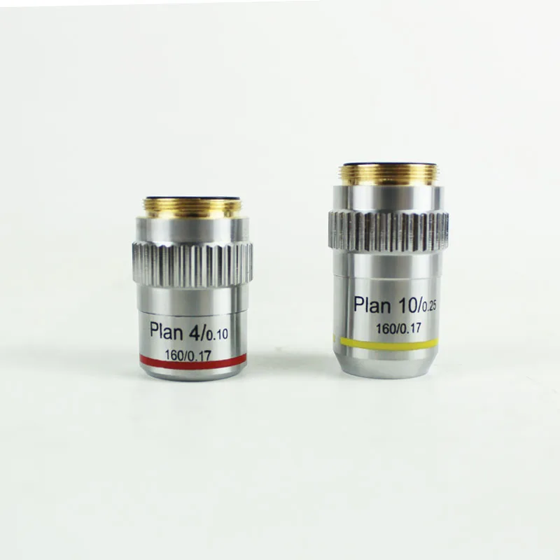 4X 10X 40X 100X Biological Microscope Objective Lens 195 Plan Achromatic Object Glass Professional Microscopio Accessories