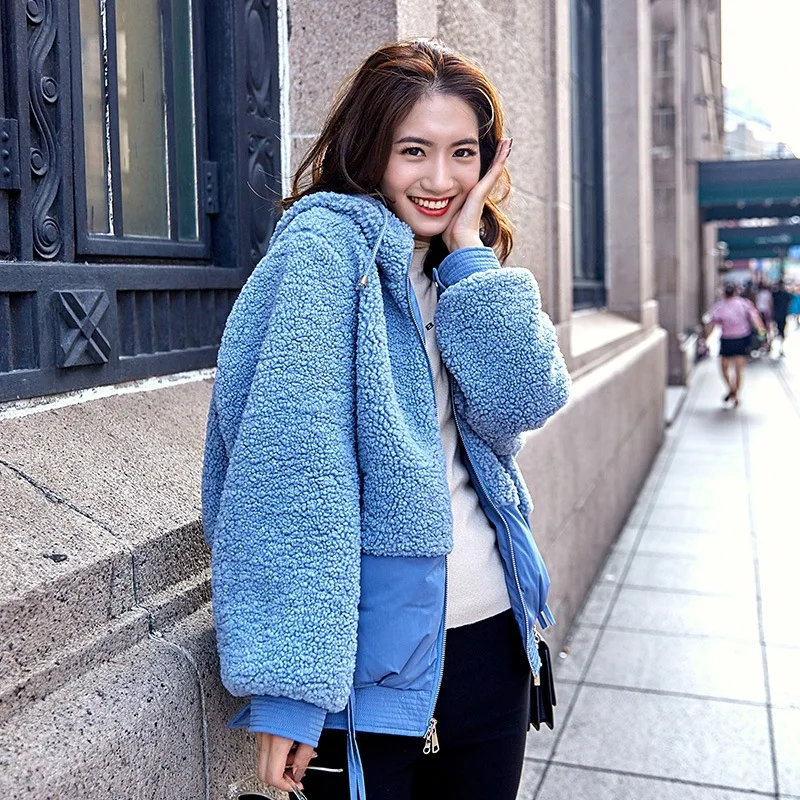 

Photo Shoot Lamb Plush Circle Teddy Velvet 2019 Winter New Style ke li rong Cotton Coat Women's CHIC Fashion Warm Coat
