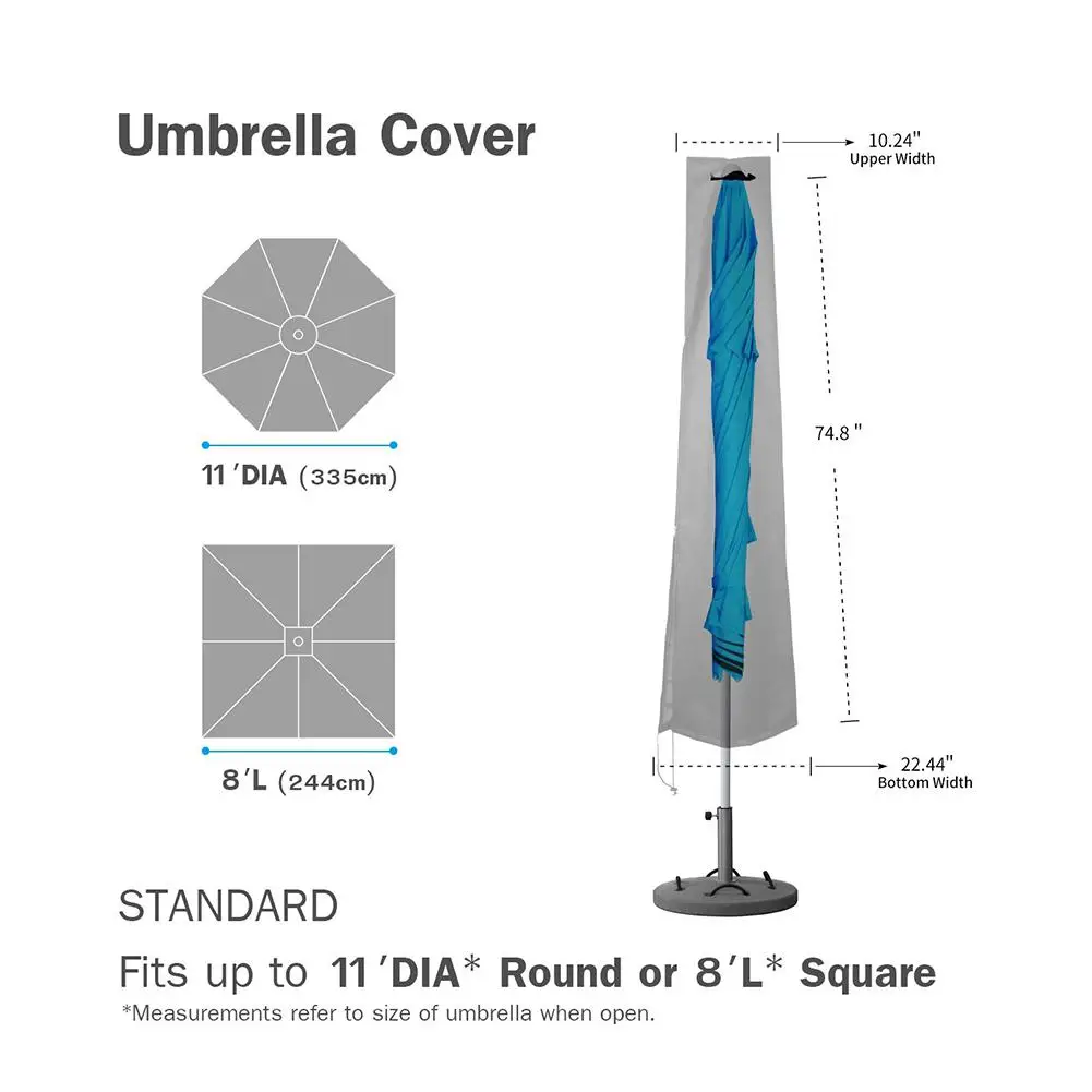 Umbrella Covers Patio Waterproof Market Parasol Covers with Zipper for Outdoor Umbrellas 195*(26-55)CM