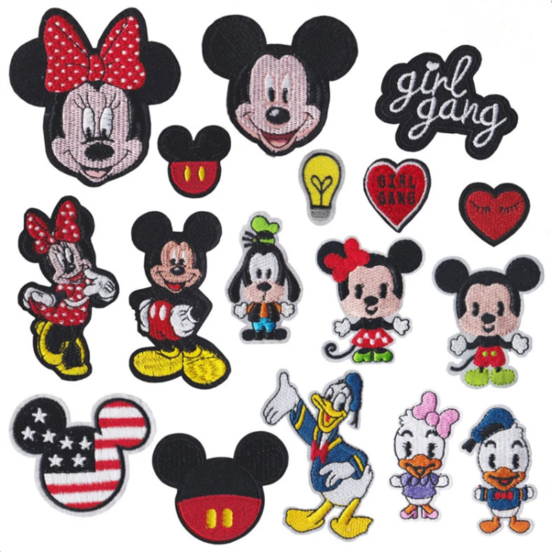 Cartoon Mickey  Minnie Mouse  Cloth Paste Minnie Couple Clothes Decoration Iron on Patches Embroidery Patches for Clothing