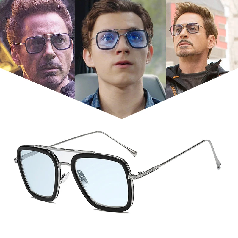 

Fashion Avengers UV400 Tony Stark Flight Style Sunglasses Men Square Brand Design Sun Glasses Oculos De Sol Retro iron Man 3