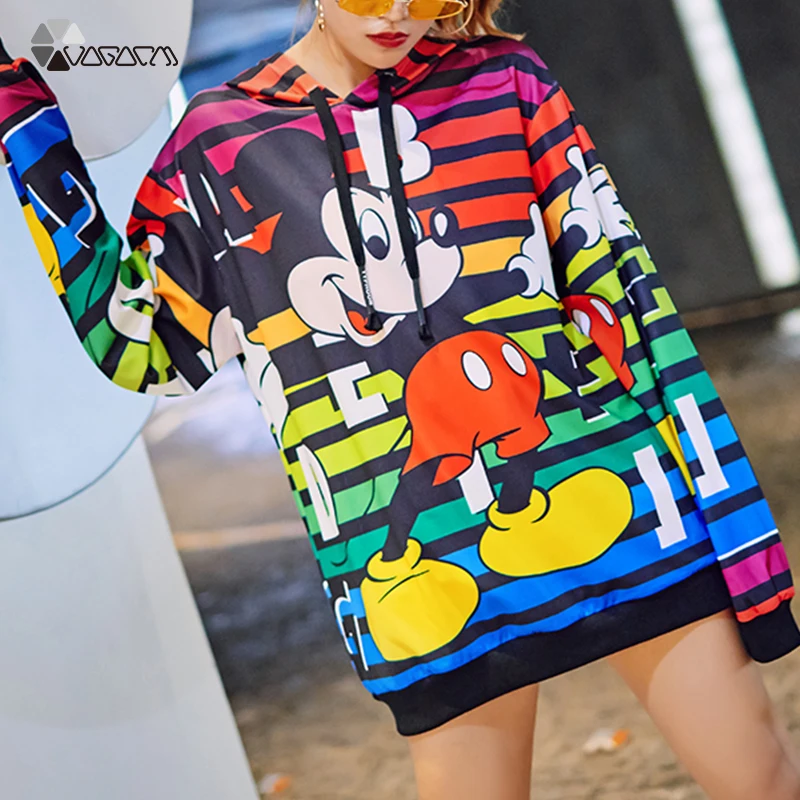 

Spring Autumn Women Hooded Sweatshirt Micket Cartoon Hoodies Casual Loose Plus Size Pullover Streetwear Long Sleeve Cute Top