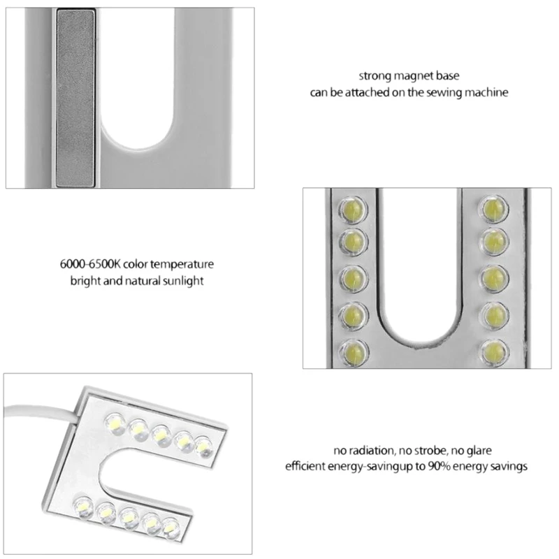 Рабочий гусиная шея светодиодный светильник гибкий гусиная шея с магнитным основанием для швейной машины 220 В(ЕС вилка