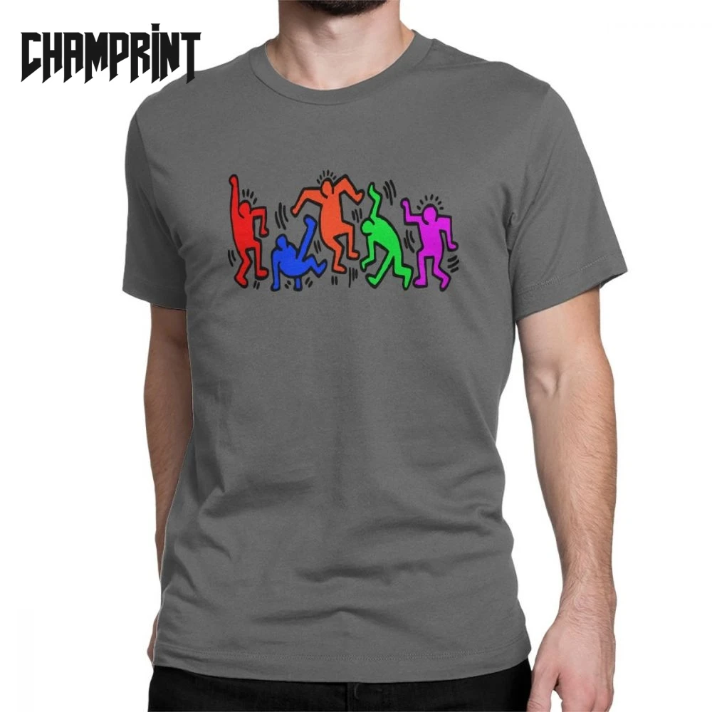 

Men's Keith Haring Dance T Shirt 100% Cotton Clothing Funny Short Sleeve Crewneck Tee Shirt New Arrival T-Shirt