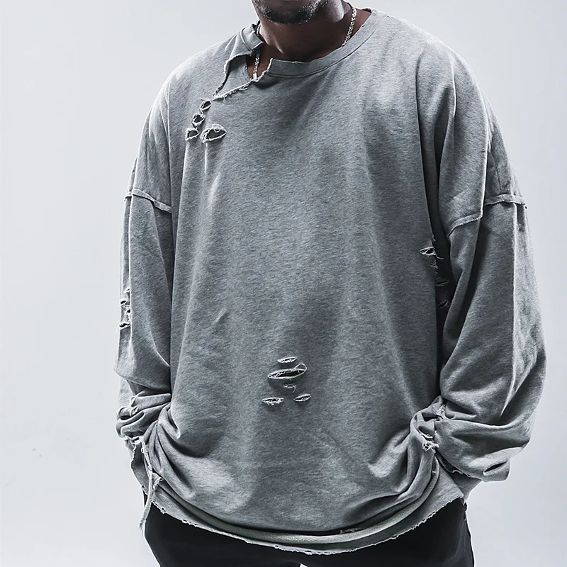 Cooo Coll Мужская футболка High Street с длинным рукавом в стиле хип-хоп Kanye West Hole Tearing Asap Rocky 19fw футболка Топы Футболка pinkfloyd футболка