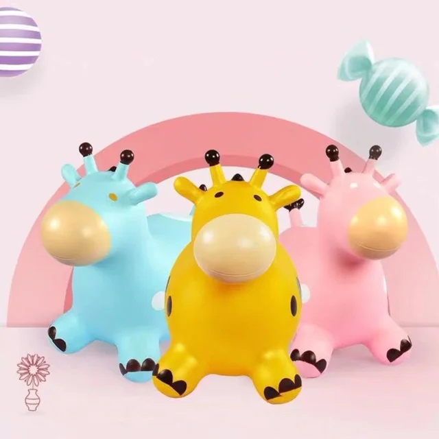  New Drop Shop Inpany Bouncy Giraffe Hopper Inflatable Jumping Giraffe Bouncing Animal Toys Rubber Horse Thickened PVC 1