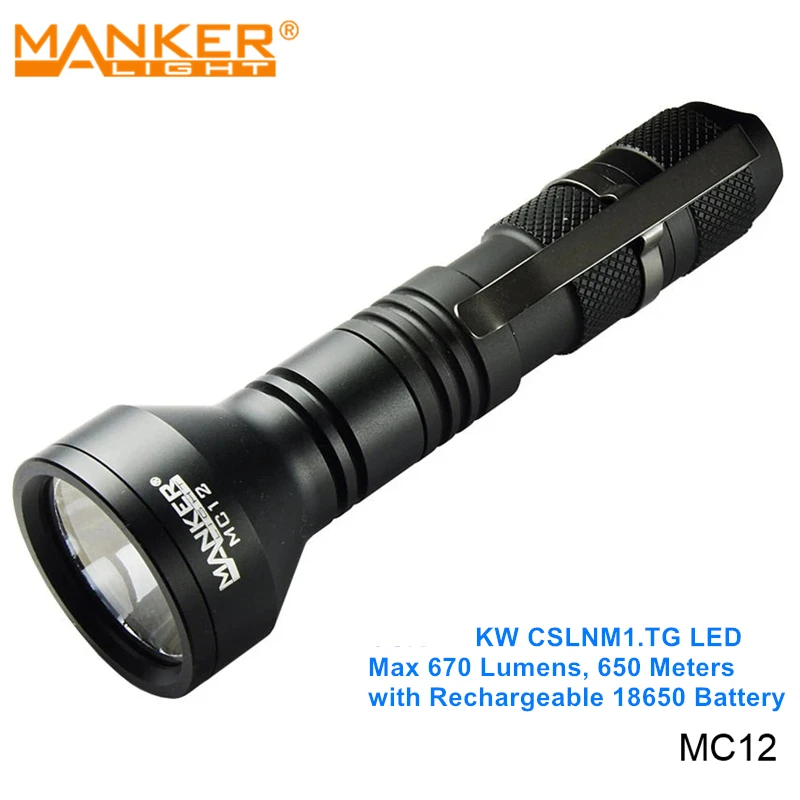 US $39.95 Manker MC12 650 Meters Long Range EDC Spot Flashlight Portable Power LED Torch Lantern With Micro USB Rechargeable 18650 Battery