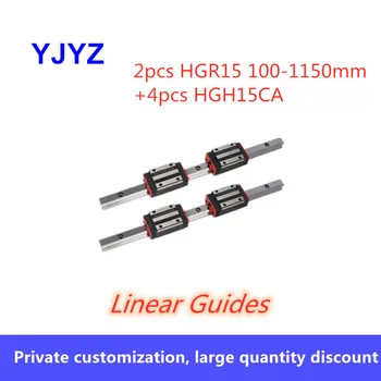 

HGR15 Square Linear Guide Rail 2pcs+4pcs HGH15CA Flang Slide Block Carriages For CNC Router Engraving