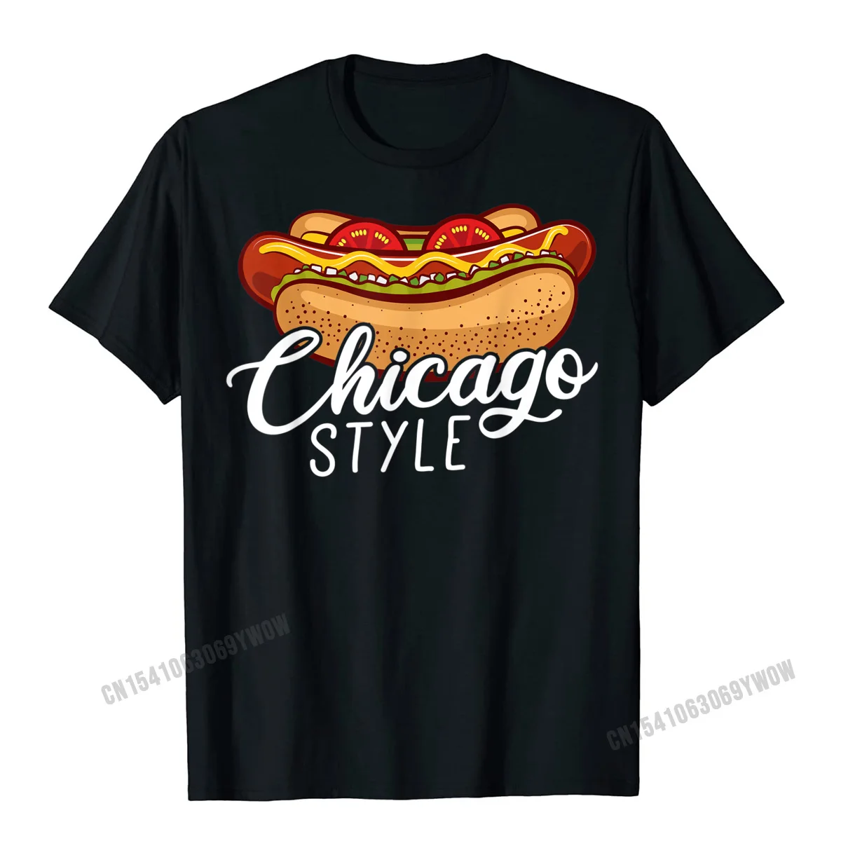 Cotton Men Short Sleeve Summer Tshirts Cool Tops Shirts 2021 Discount Classic O-Neck Clothing Shirt Drop Shipping Chicago Style HOT DOG Gift Hotdog T-Shirt__967 black