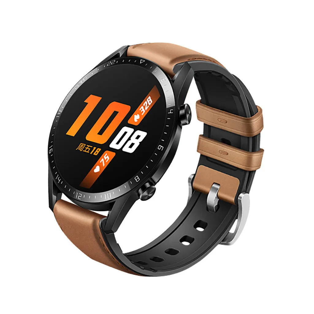 35# кожаный ремешок для huawei Watch GT2 46 мм кожа+ Силиконовый ремешок для часов Ремешок для huawei Watch GT2 46 мм Замена