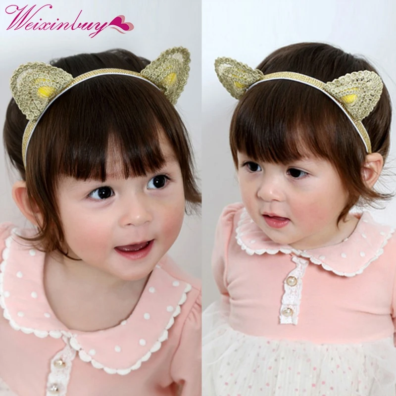 

2020 Infant Headwear Cloth Hair Band Children Headband Kids Hair Band Accessories Baby Girls Triangular Cat Ears Headband cheap