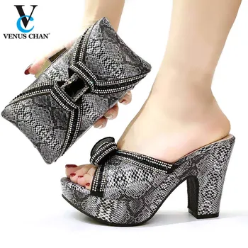 

Black Woman High Heels Sandals And Matching Bag Set For Party 2020 Hot Sale African Woman Shoes And Bag To Match Set