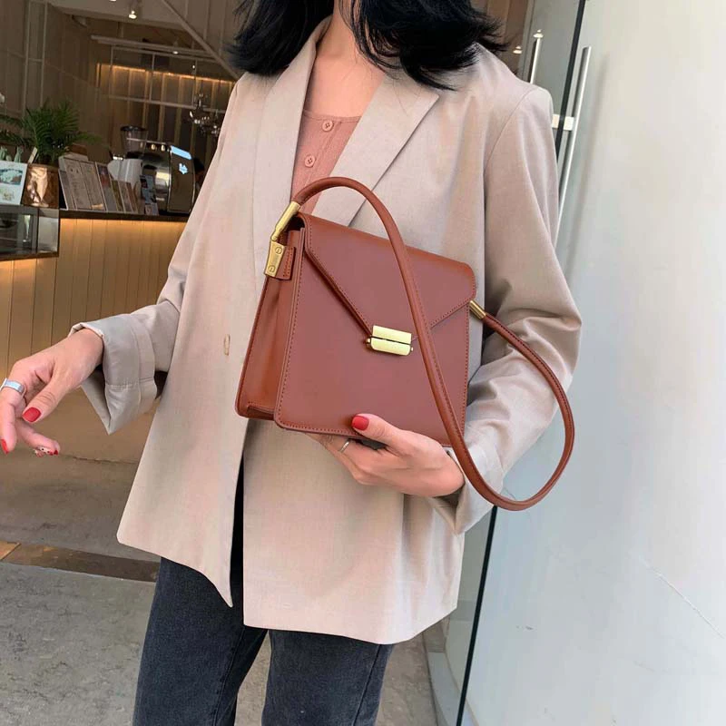 uxury Brand Female Square Bag Fashion New High Quality PU Leather Women's Designer Handbag Lock Shoulder Messenger Bag